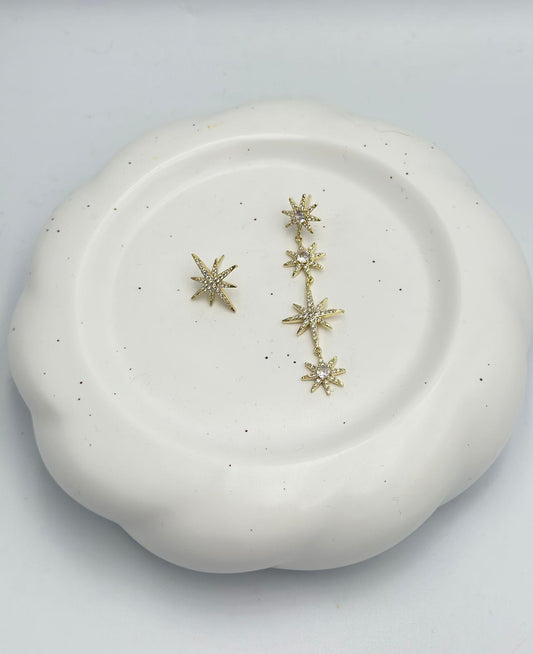 Zirkon Taş Detay Kutup Yıldız Küpe (Çelik)