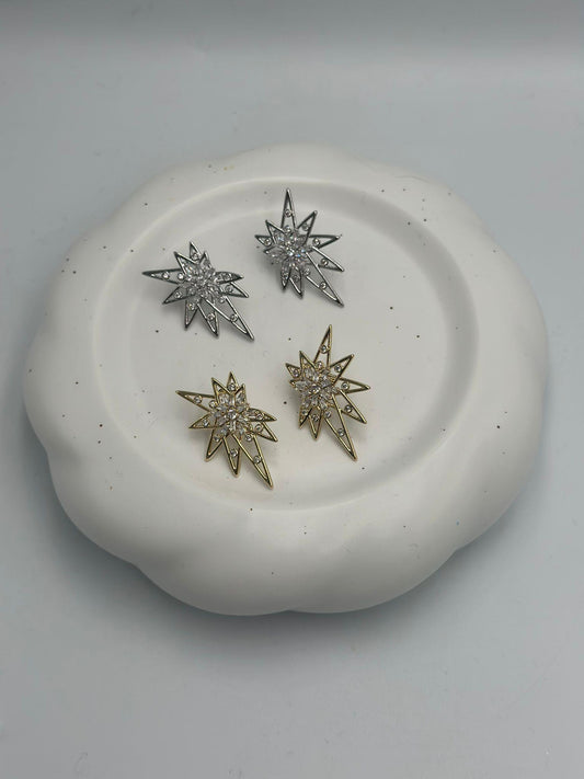 Zirkon Taş Detay Kutup Yıldızı Küpe