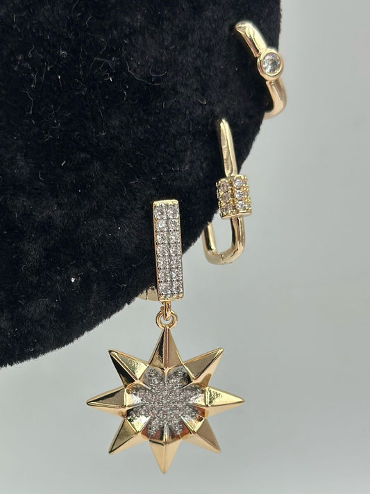 Zirkon Taş Detay Kutup Yıldızı Set Küpe