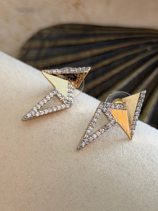 Zirkon Taş Detay Origami Küpe (Çelik)