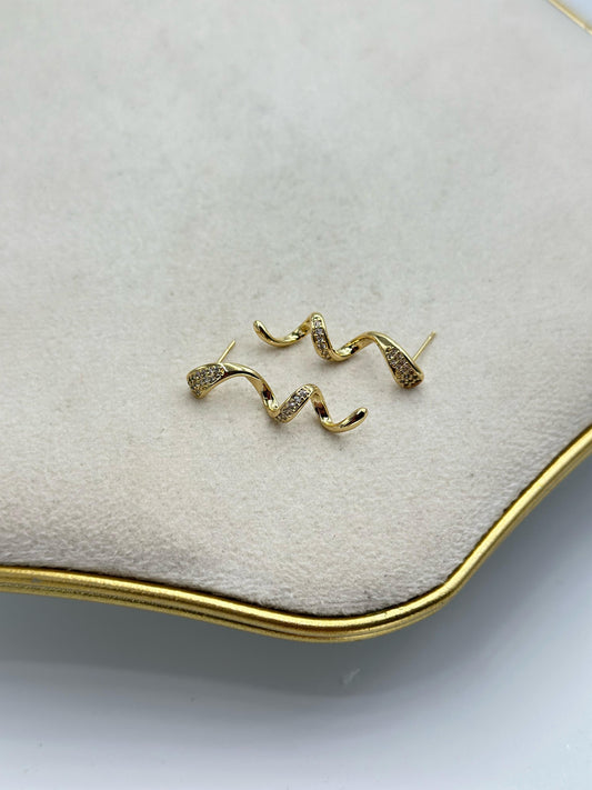 Zirkon Taş Detay Sarmal Minimal Küpe (Çelik)