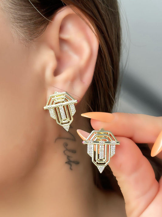 Zirkon Taş Detay Şövalye Küpe (Çelik)