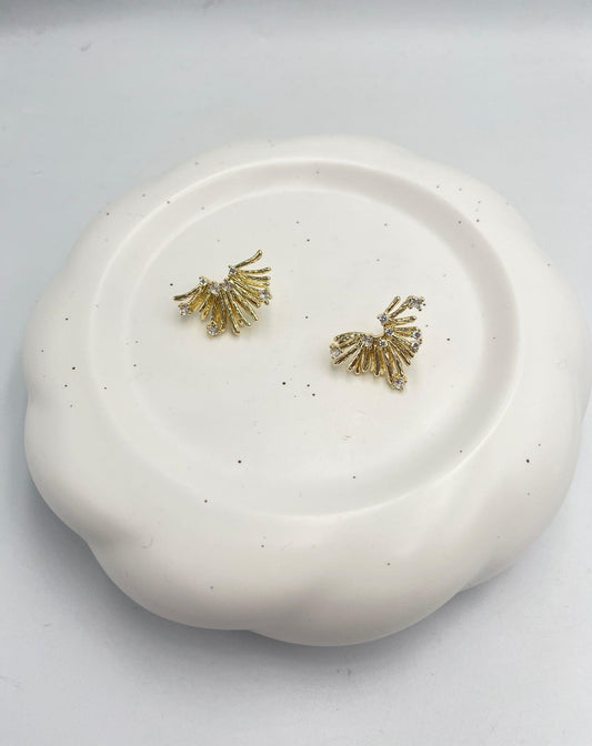 Zirkon Taş Detay Yelpaze Küpe