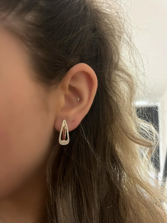 Zirkon Taş Detaylı Ataç Küpe (Çelik)