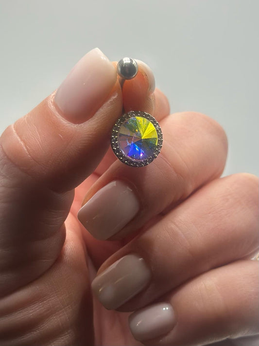 Zirkon Taş Detaylı Çelik Göbek Piercing