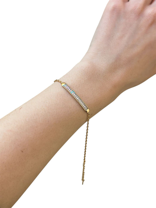 Zirkon Taş Detaylı Çelik Künye Bileklik (Unisex)