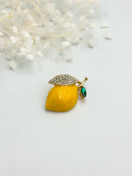Zirkon Taş Detaylı Limon Broş