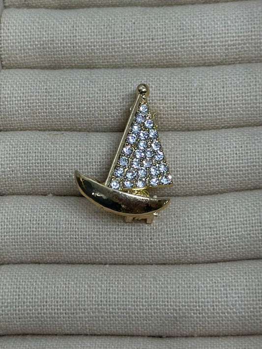 Zirkon Taş Detaylı Yelken Broş