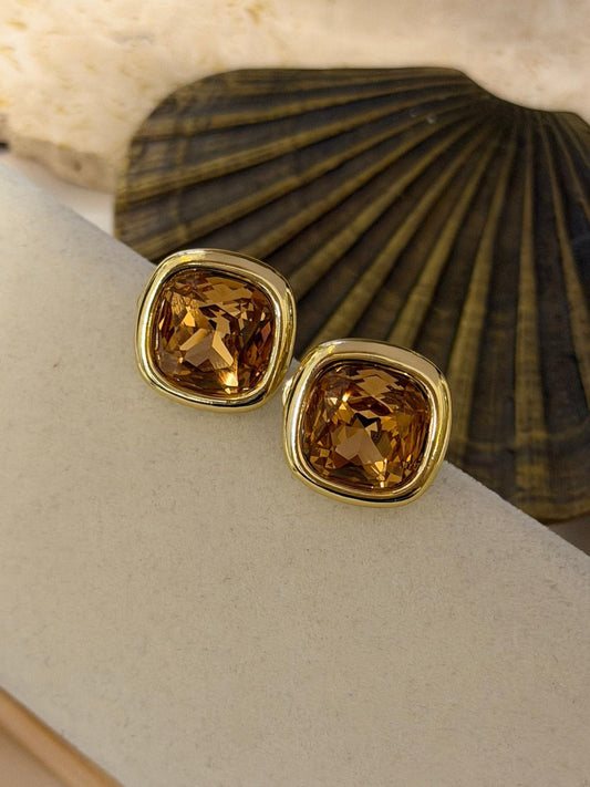 14K Altın Kaplama Baget Taş Küpe