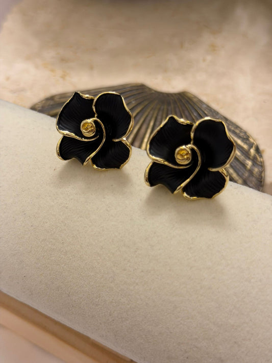 14K Altın Kaplama Çiçek Küpe