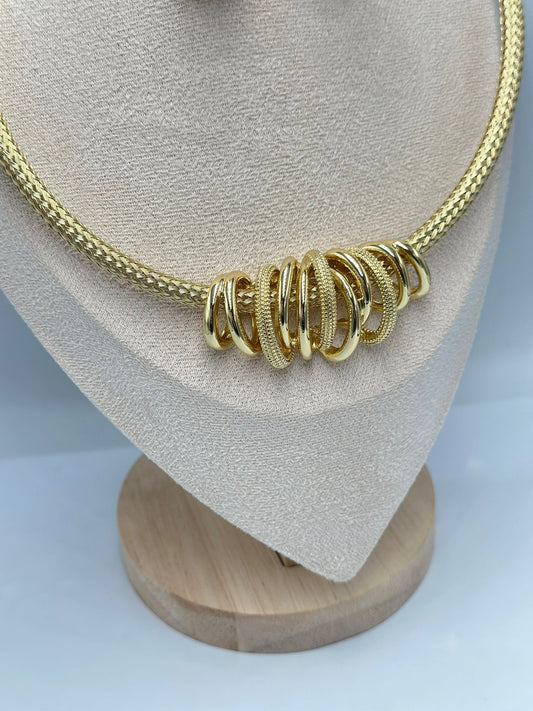 14K Altın Kaplama Hasır Görünüm Set Takı