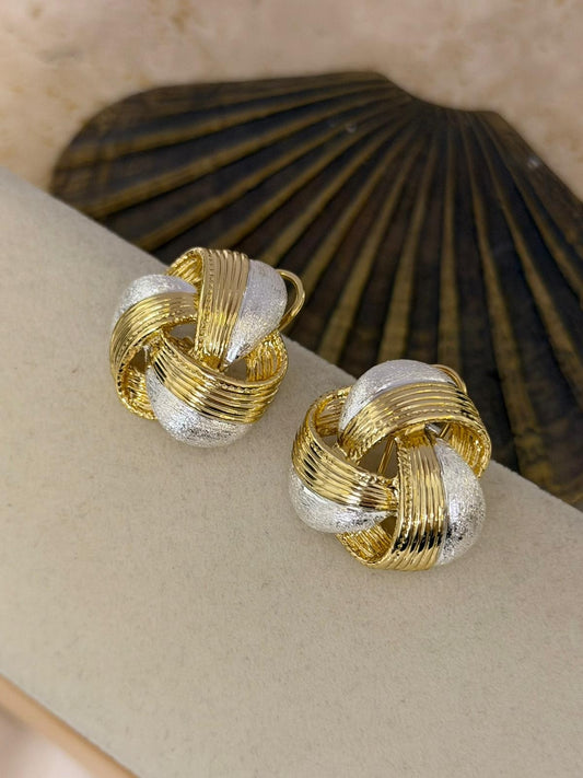 14K Altın Kaplama İç İçe Geçme Küpe