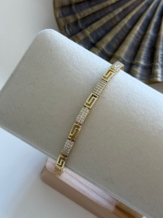 14K Altın Kaplama Tsarım Zirkon Taş Detaylı Unisex Bileklik