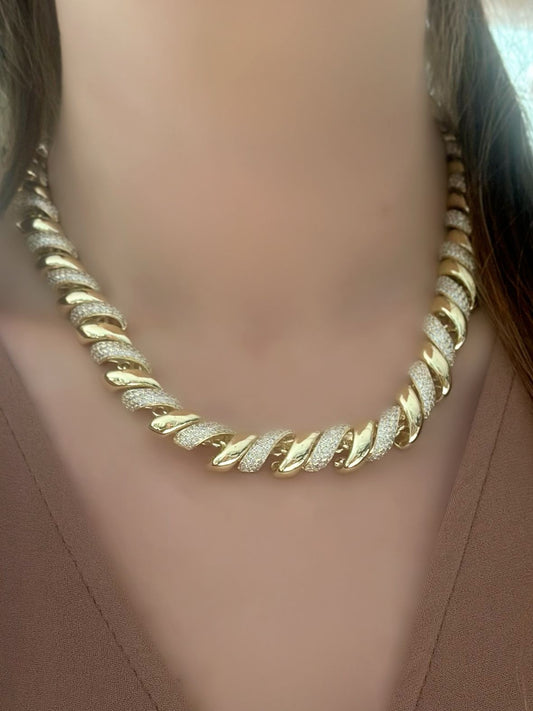 14K Altın Kaplama Zirkon Taş Detaylı Sarmal Kolye