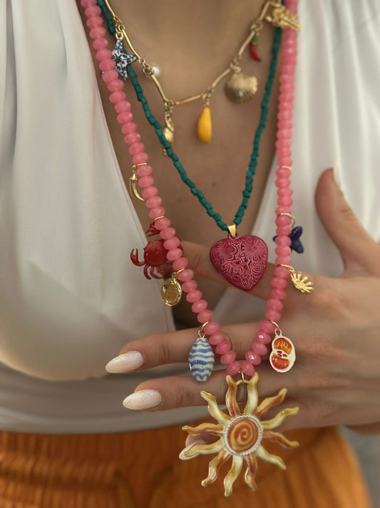3 Sıra Yaz Neşesi Charm Detaylı Kolye