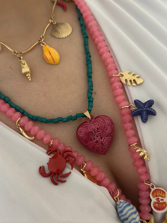 3 Sıra Yaz Neşesi Charm Detaylı Kolye