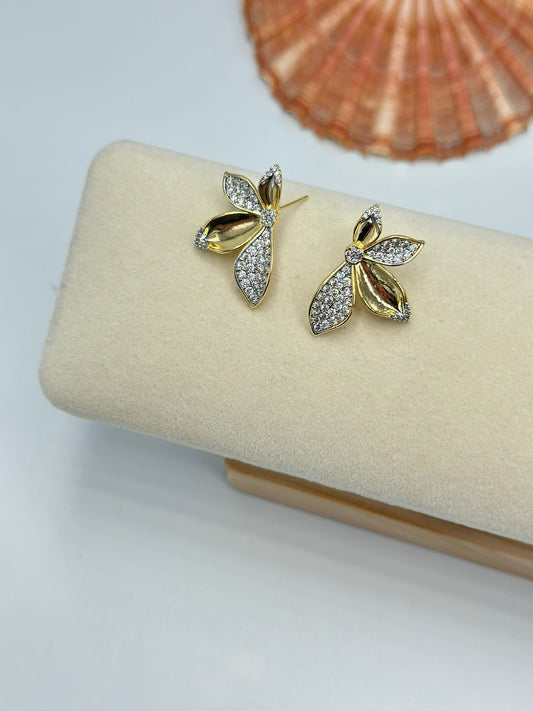 Çift Renk Çiçek Küpe (Çelik)