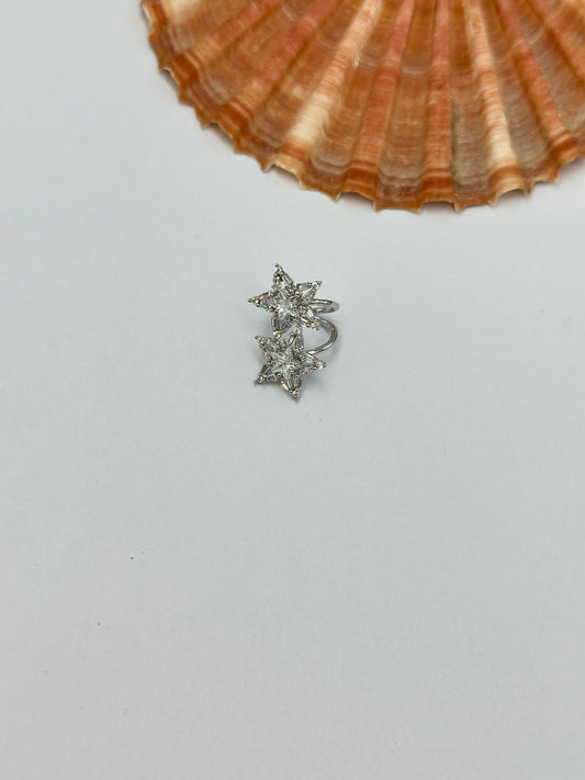 İkili Yıldız Detay Kıkırdak Küpesi