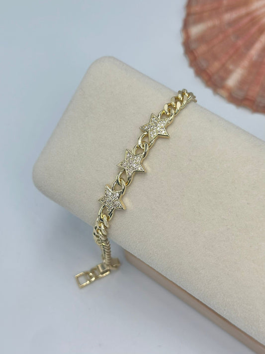 Zirkon Taş Detay Yıldız Bileklik (Çelik)