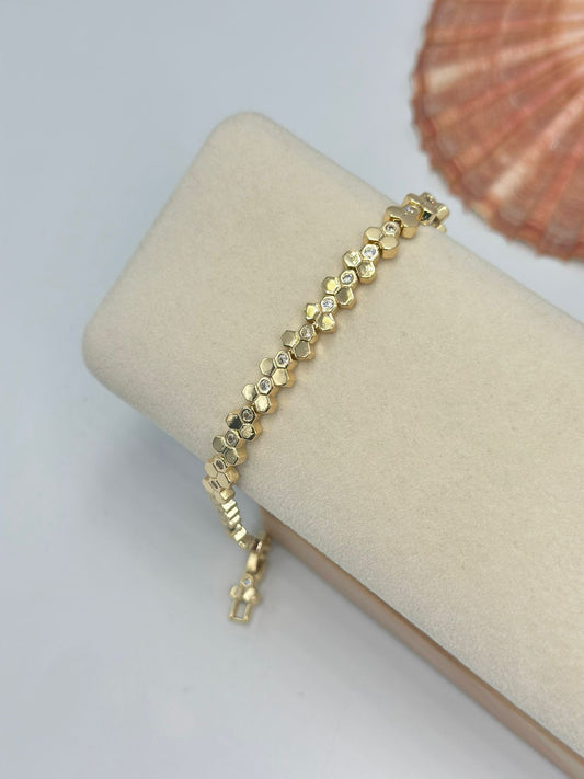 Tek Taş Detay Petek Bileklik (Çelik)