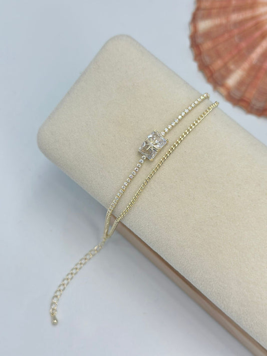 Kutup Yıldızı Baget Taş Detay Bileklik (Pirinç Kaplama)