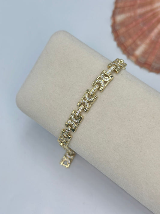 Zirkon Taş Detay Geometrik Bileklik (Çelik)