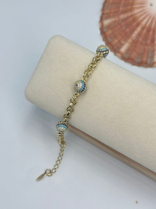 Zirkon Taş Detay Nazar Çelik Bileklik