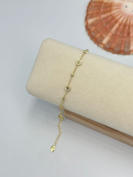 Zirkon Taş Detay CC Bileklik (Pirinç Kaplama)