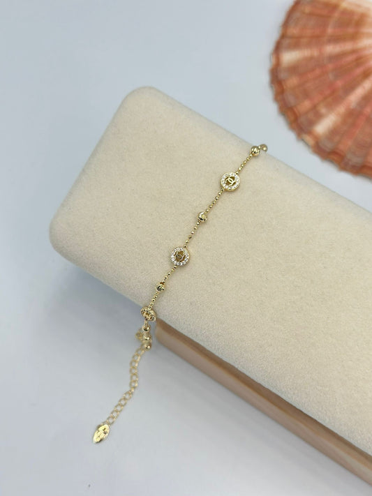 Zirkon Taş Detay CC Bileklik (Pirinç Kaplama)