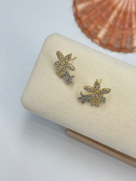 Çift Renk Çiçek Küpe (Çelik)