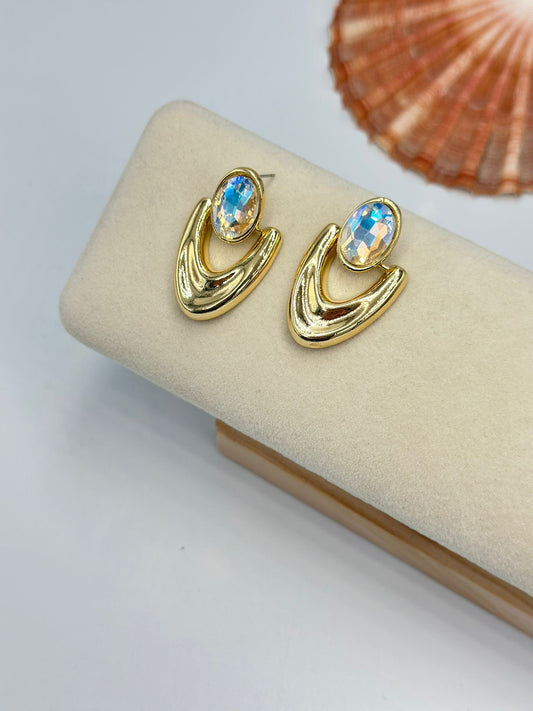 Kristal Taş Detay Küpe (Pirinç Kaplama)