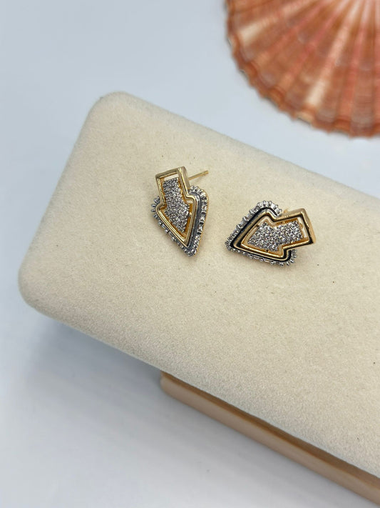 Çift Renk Ve Zirkon Taş Detay Ok Küpe (Çelik)