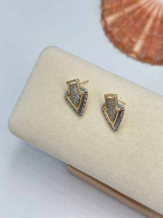 Çift Renk Ve Zirkon Taş Detay Ok Küpe (Çelik)