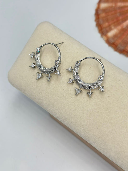 Zirkon Taş Ok Detaylı Küpe (Çelik)