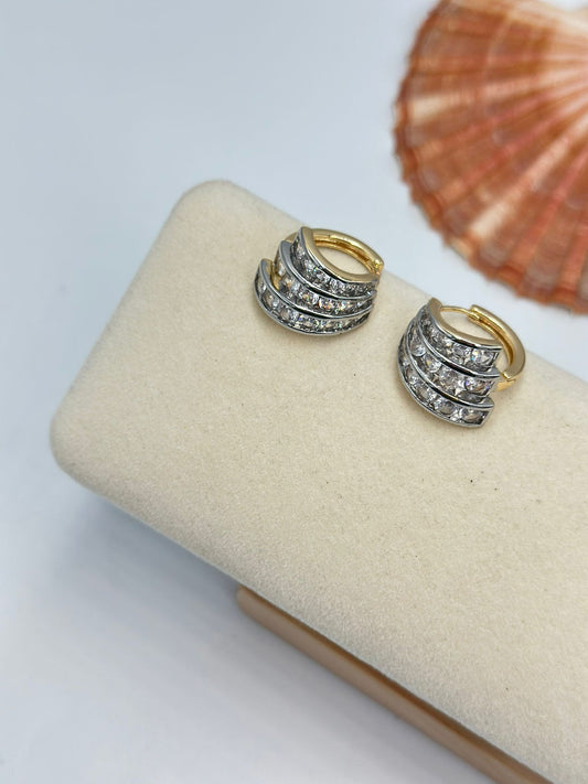 3 Sıra Baget Taş Detay Halka Küpe (Çelik)