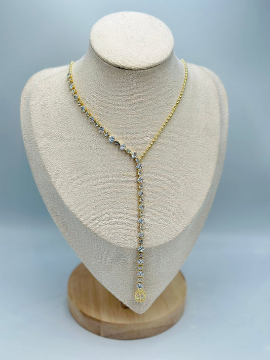 Sıralı Tek Taş Detay Y Kolye (Çelik)