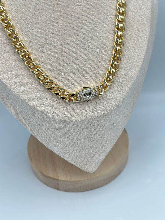 Zirkon Taş Önden Kilit Detay Kolye (Çelik)