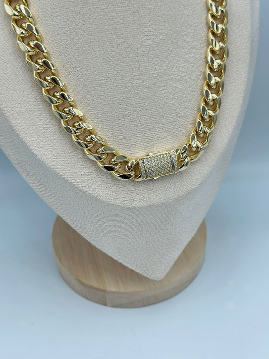 Zirkon Taş Önden Kilit Zincir Kolye (Çelik)