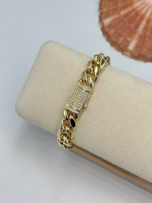 Zirkon Taş Önden Kilit Çelik Bileklik