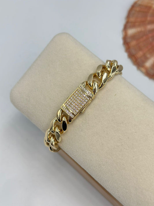 Zirkon Taş Önden Kilit Çelik Bileklik