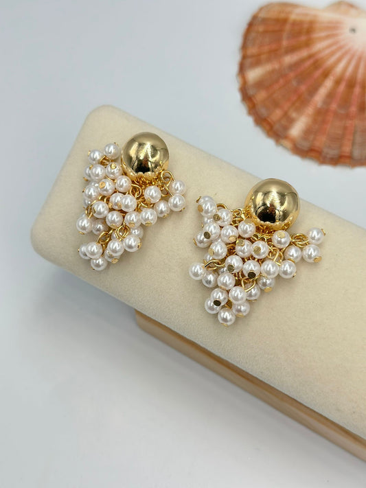 İnci Charm Detay Küpe (Çelik)