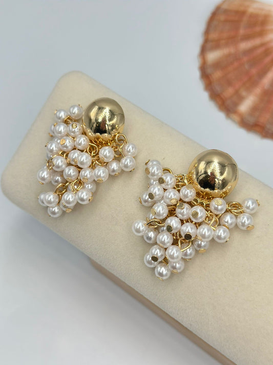 İnci Charm Detay Küpe (Çelik)