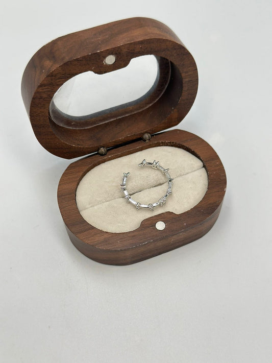 Baget Taş Detay Ayarlanabilir Çelik Yüzük