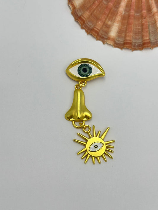 Sallantılı Güneş Ve Göz Detay Broş