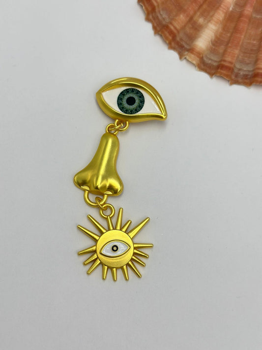 Sallantılı Güneş Ve Göz Detay Broş