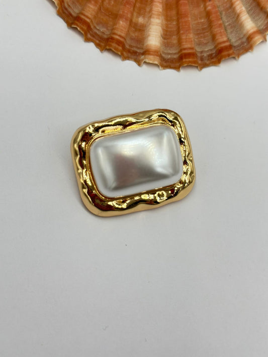 İnci Detay Kare Kesim Broş