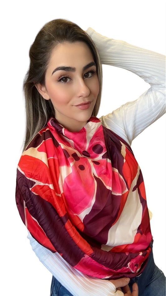 Çiçek Desen Detay Fular