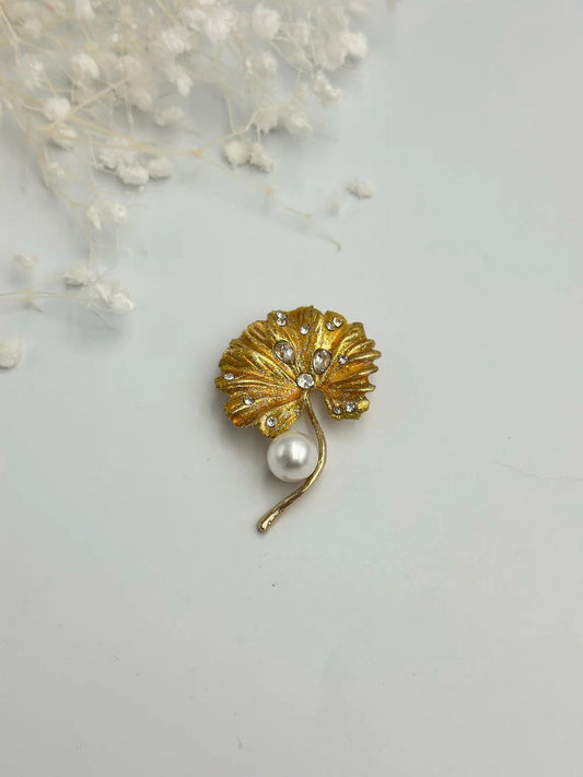 Zirkon Taş  Detay Yaprak Broş