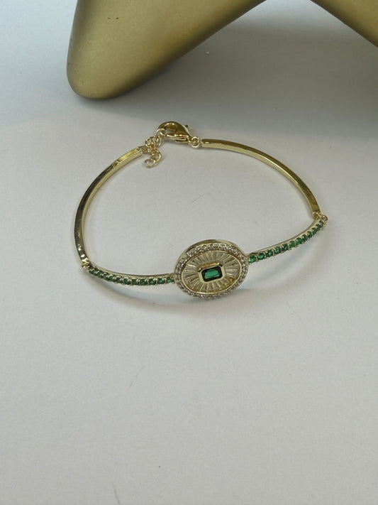 İnce Vintage Zirkon Taş Detaylı Çelik Bileklik