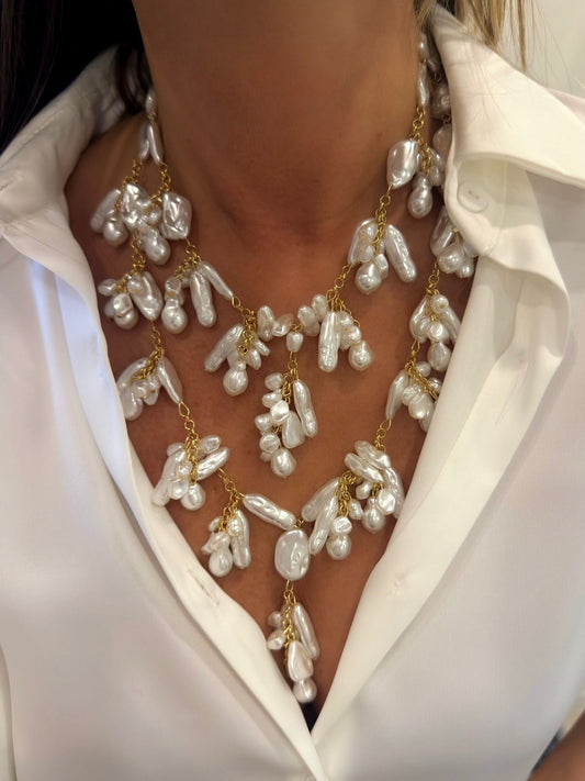 Barok İnci Çoklu Görünüm Kolye (Çelik)